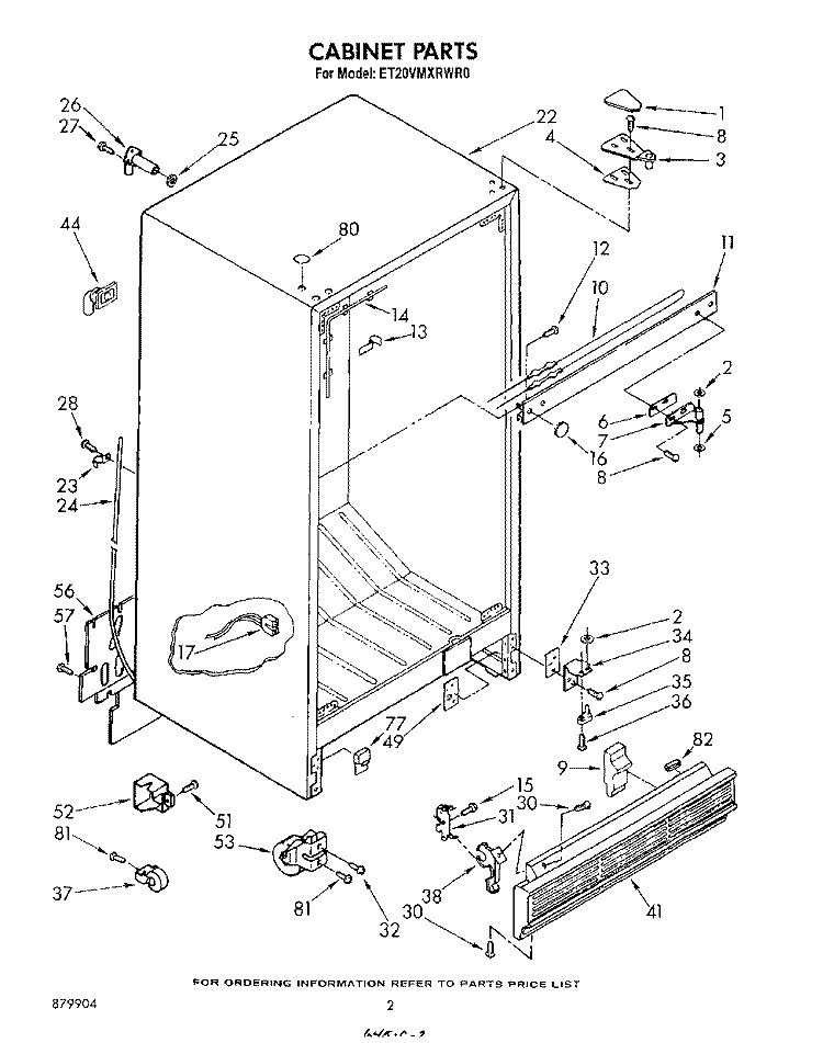 CABINET Diagram and Parts List for ET20VMXRWR0  Whirlpool Refrigerator