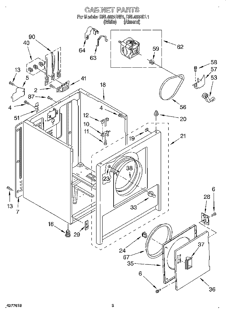 SECTION Diagram and Parts List for REL4632DL1  Roper Dryer