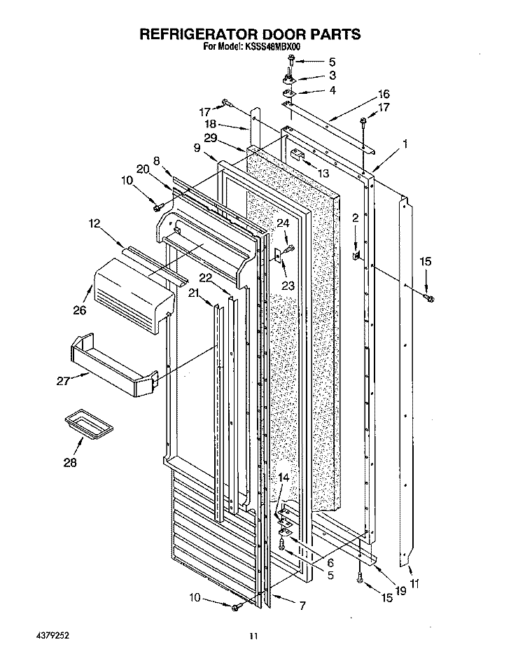 REFRIGERATOR DOOR Diagram and Parts List for KSSS48MBX00  KitchenAid Refrigerator