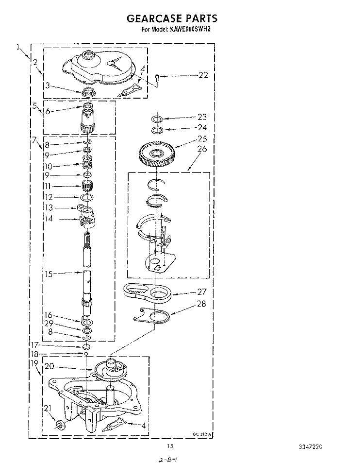 GEARCASE Diagram and Parts List for KAWE900SWH2  KitchenAid Washer