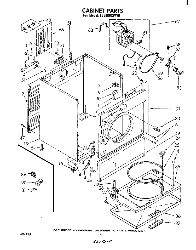 SECTION Diagram and Parts List for LE6800XPW0  Whirlpool Dryer