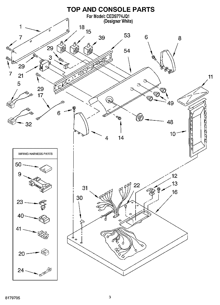 SECTION Diagram and Parts List for CEDS774JQ1  Crosley Dryer