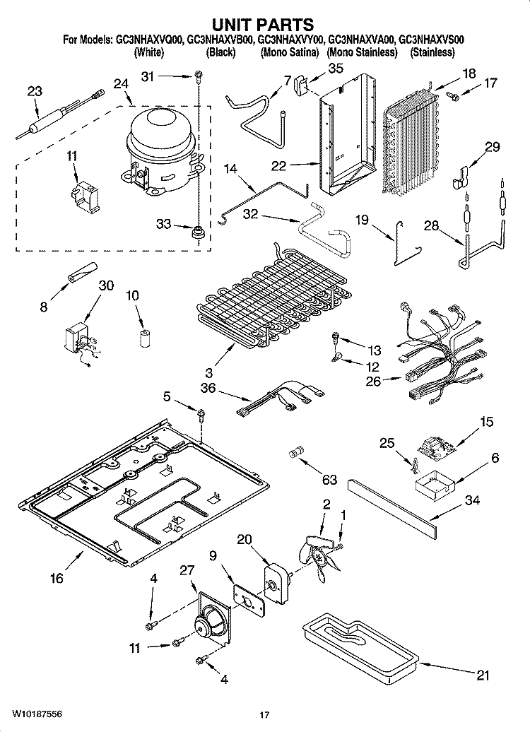 UNIT PARTS Diagram and Parts List for GC3NHAXVA00  Whirlpool Refrigerator