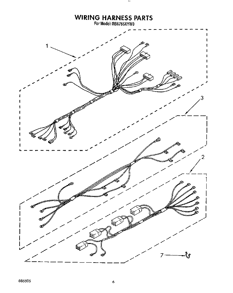 WIRING HARNESS, OPTIONAL Diagram and Parts List for RS6755XYW0  Whirlpool Range