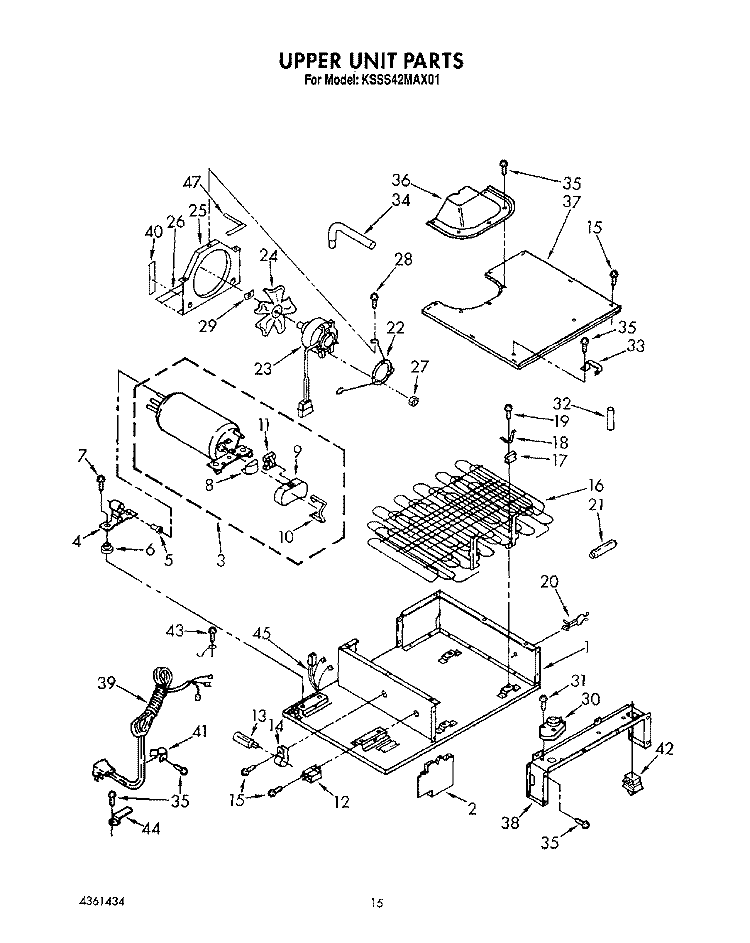 UPPER UNIT Diagram and Parts List for KSSS42MAX01  KitchenAid Refrigerator