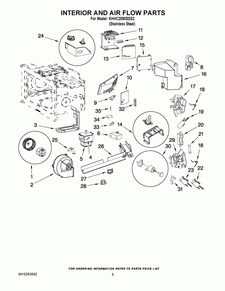INTERIOR AND AIR FLOW PARTS Diagram and Parts List for KHHC2090SSS2  KitchenAid Microwave