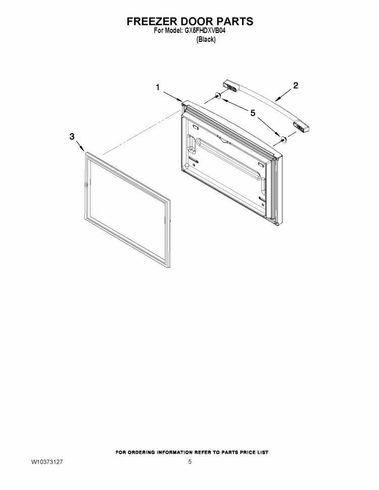 FREEZER DOOR PARTS Diagram and Parts List for GX5FHDXVB04  Whirlpool Refrigerator