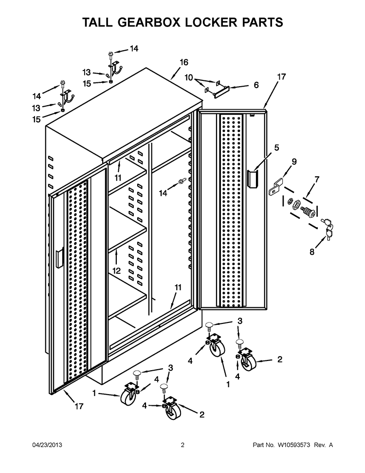 TALL GEARBOX LOCKER PARTS Diagram and Parts List for GATL302DZW00  Whirlpool Cabinet