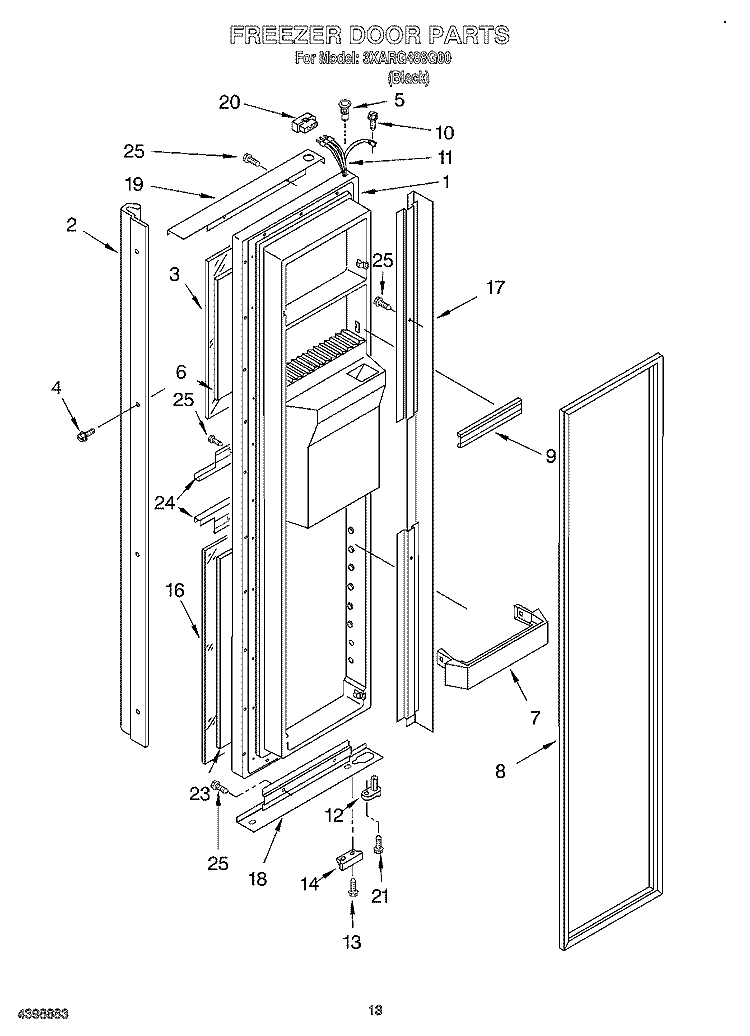 FREEZER DOOR Diagram and Parts List for 3XARG488G00  Whirlpool Refrigerator