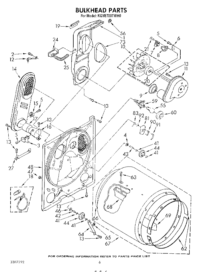 BULKHEAD Diagram and Parts List for KGYE700THT0  KitchenAid Dryer
