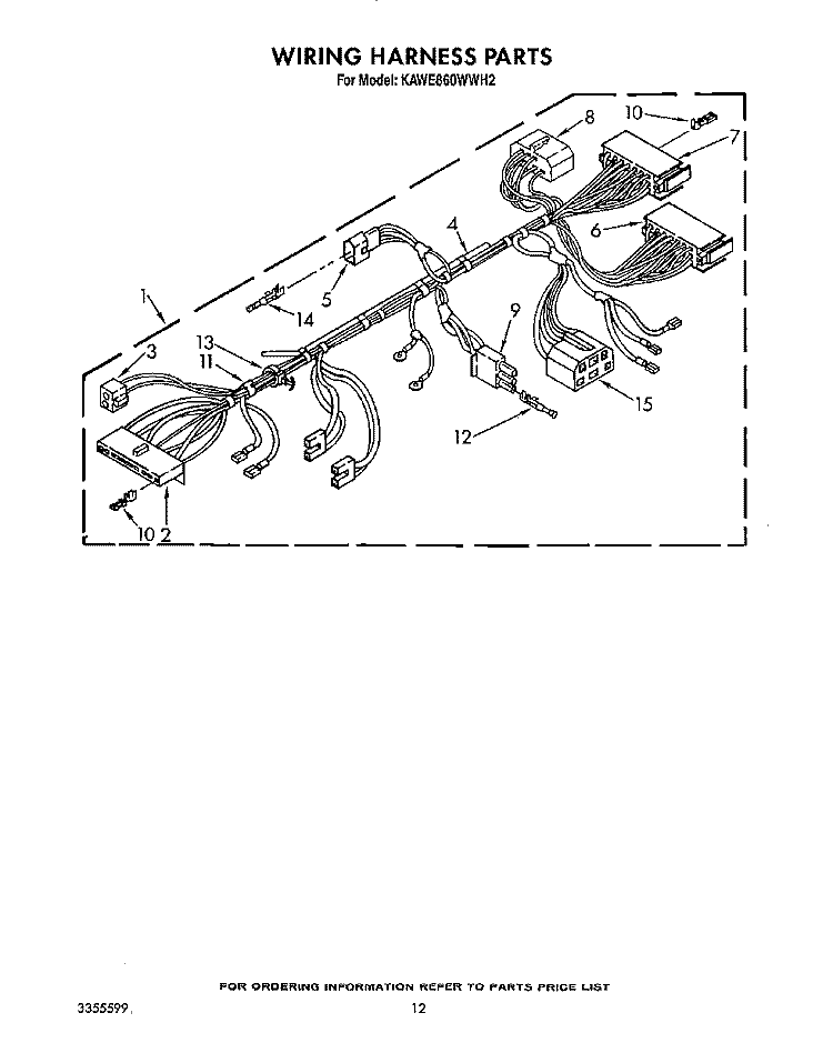WIRING HARNESS Diagram and Parts List for KAWE860WWH2  KitchenAid Washer