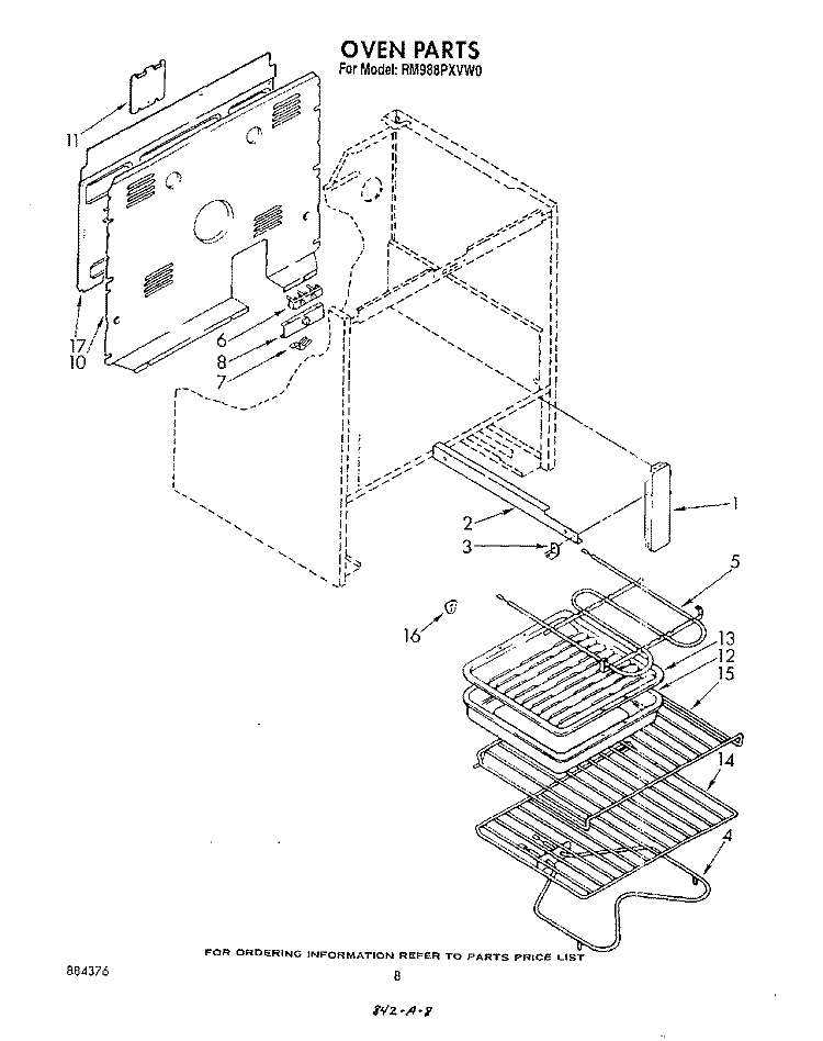 OVEN (CONTINUED) Diagram and Parts List for RM988PXVW0  Whirlpool Microwave Oven Combo