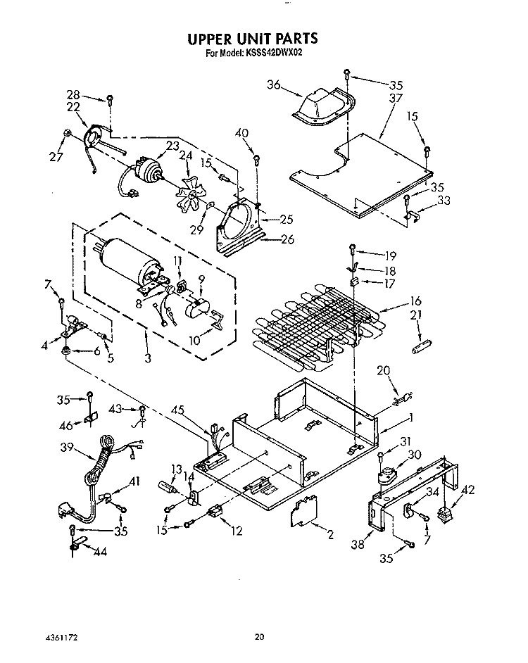 UPPER UNIT, LIT/OPTIONAL Diagram and Parts List for KSSS42DWX02  KitchenAid Refrigerator
