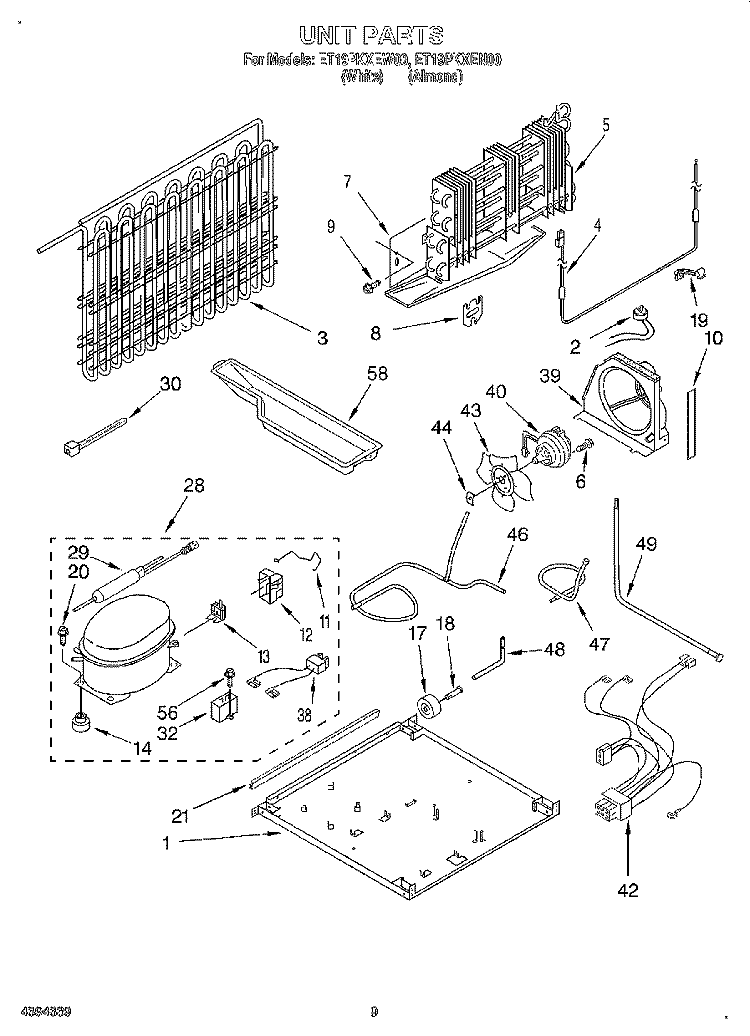 UNIT Diagram and Parts List for ET19PKXEN00  Whirlpool Refrigerator