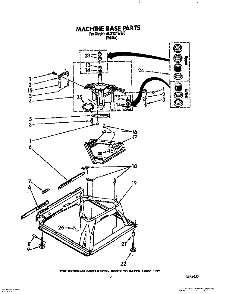 MACHINE BASE Diagram and Parts List for AL2121WW0  Whirlpool Washer
