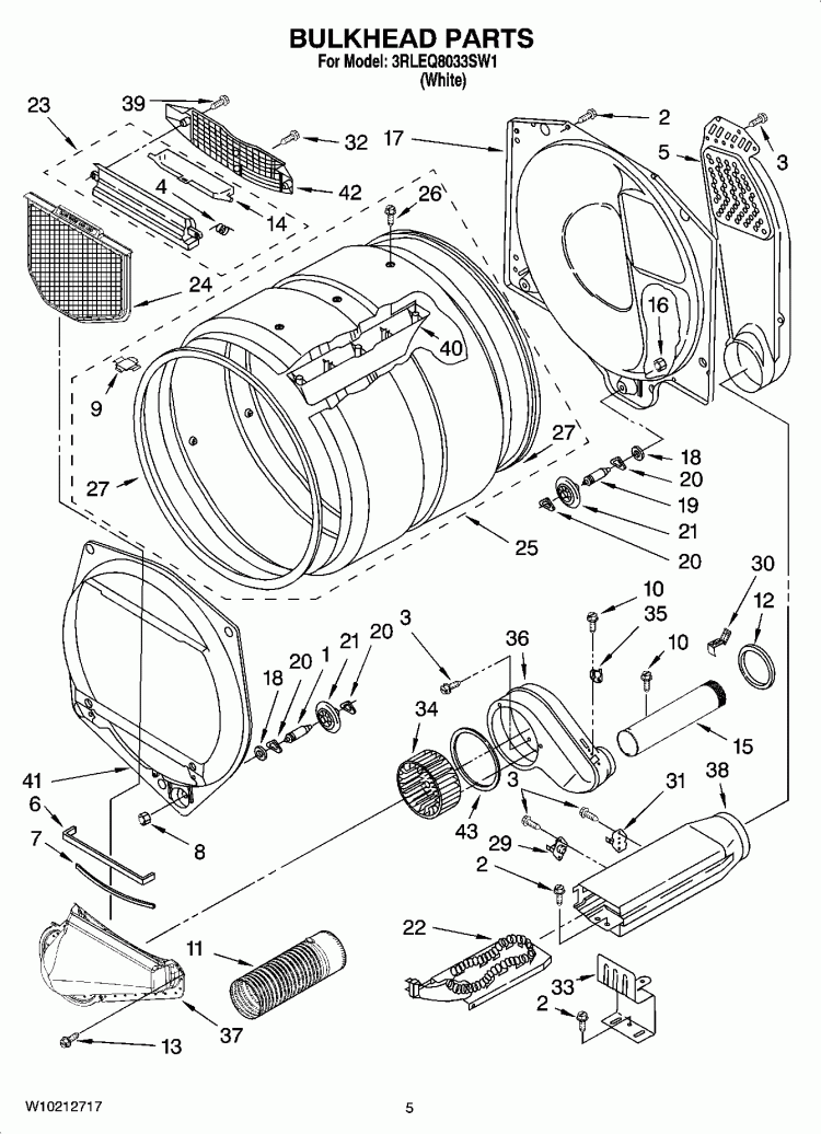 BULKHEAD PARTS, OPTIONAL PARTS (NOT INCLUDED) Diagram and Parts List for 3RLEQ8033SW1  Whirlpool Dryer