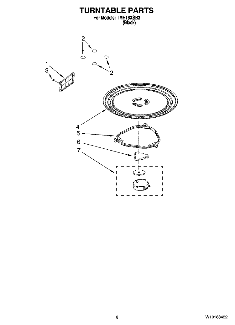 TURNTABLE PARTS Diagram and Parts List for TMH16XSB3  Estate Microwave