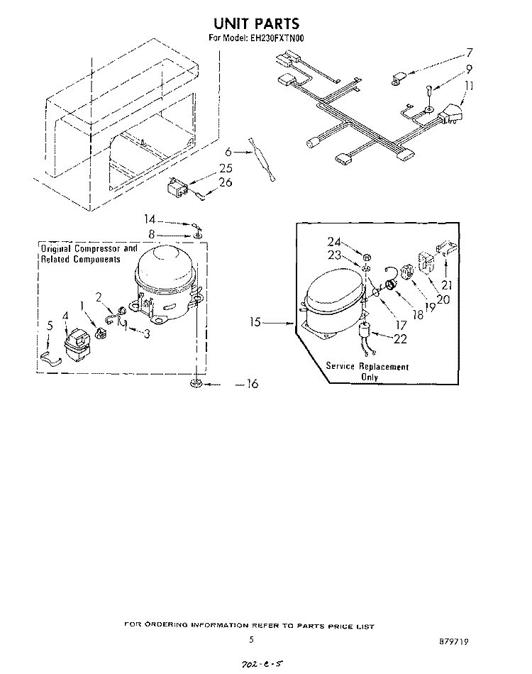 SECTION Diagram and Parts List for EH230FXTN00  Whirlpool Freezer