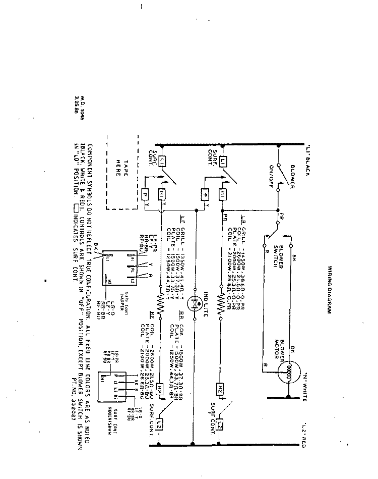 WIRING DIAGRAM Diagram and Parts List for N3357W0  Roper Range