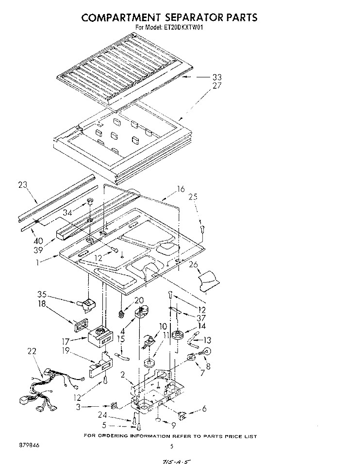 COMPARTMENT SEPARATOR Diagram and Parts List for ET20DKXTG01  Whirlpool Refrigerator