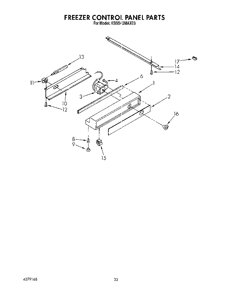 FREEZER CONTROL PANEL Diagram and Parts List for KSSS42MAX03  KitchenAid Refrigerator