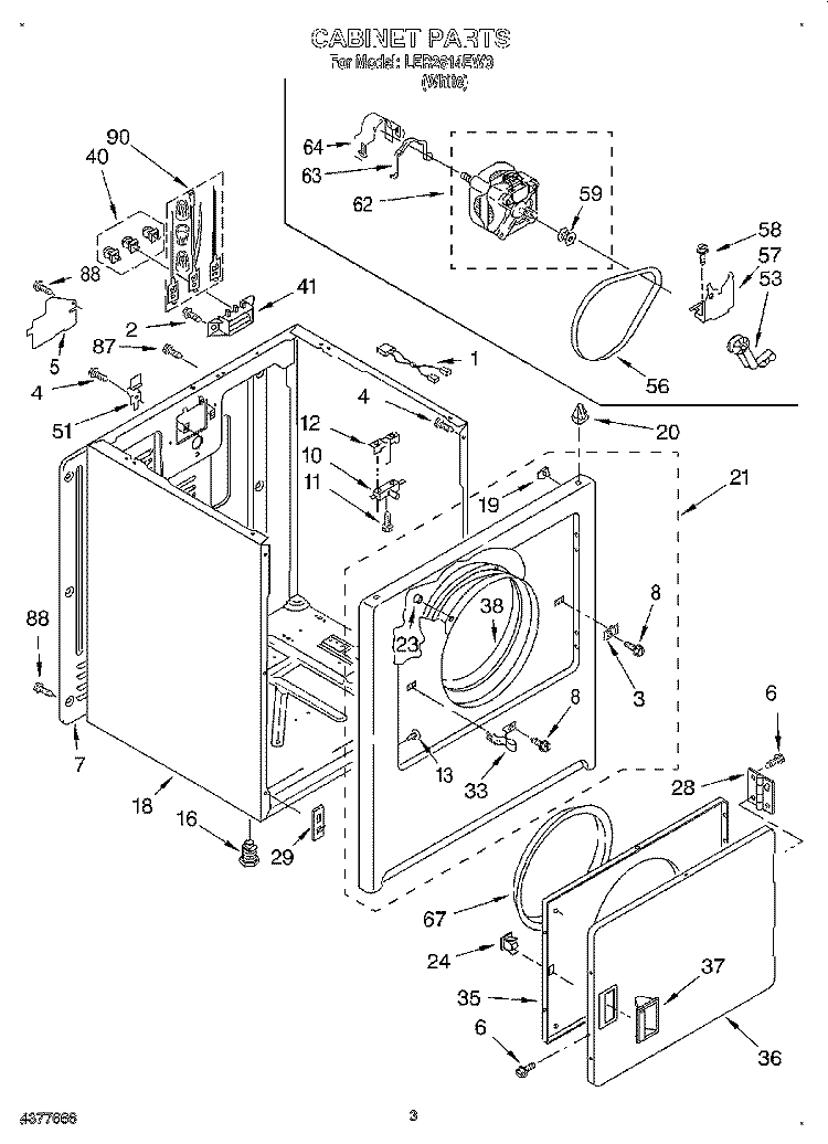 SECTION Diagram and Parts List for LER2614EW0  Whirlpool Dryer