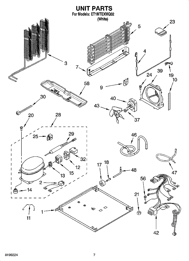 UNIT PARTS Diagram and Parts List for ET1MTEXMQ02  Whirlpool Refrigerator