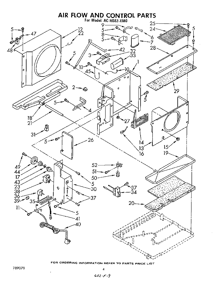 AIR FLOW AND CONTROL PARTS Diagram and Parts List for ACH082XM0  Whirlpool Air Conditioner
