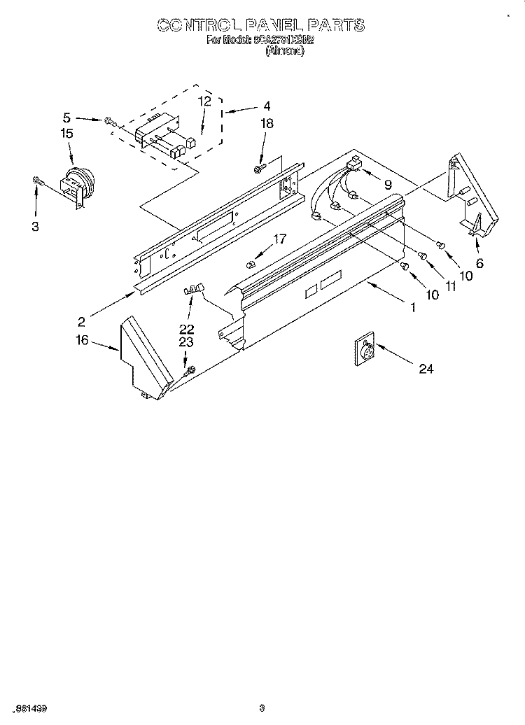 CONTROL PANEL Diagram and Parts List for 9CA2781XSN2  Whirlpool Washer