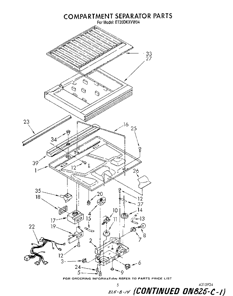 COMPARTMENT SEPARATOR Diagram and Parts List for ET20DKXVW04  Whirlpool Refrigerator