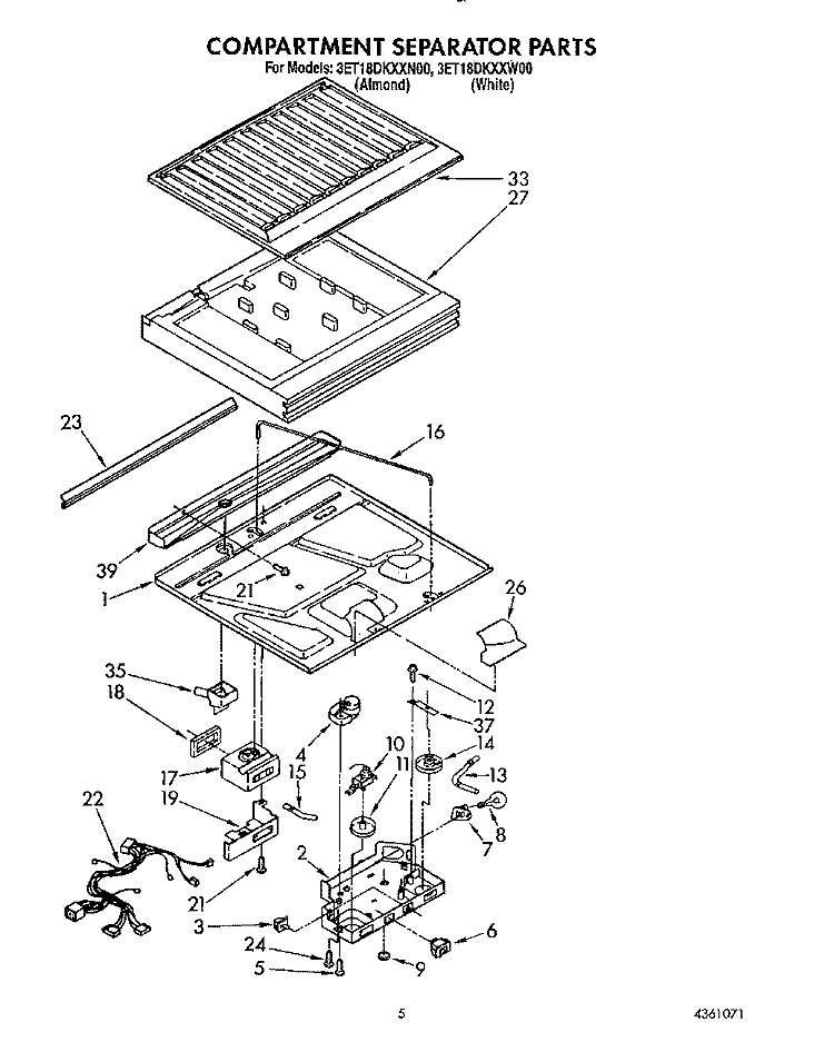 COMPARTMENT SEPARATOR Diagram and Parts List for 3ET18DKXXN00  Whirlpool Refrigerator