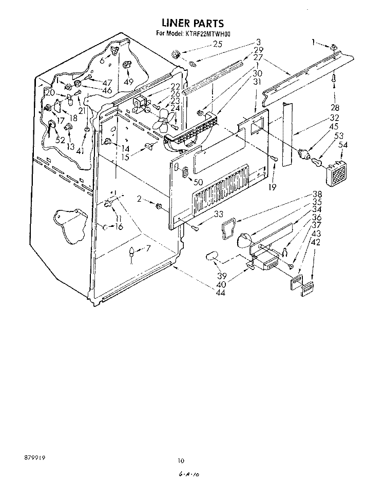 LINER Diagram and Parts List for KTRF22MTAL00  Whirlpool Refrigerator