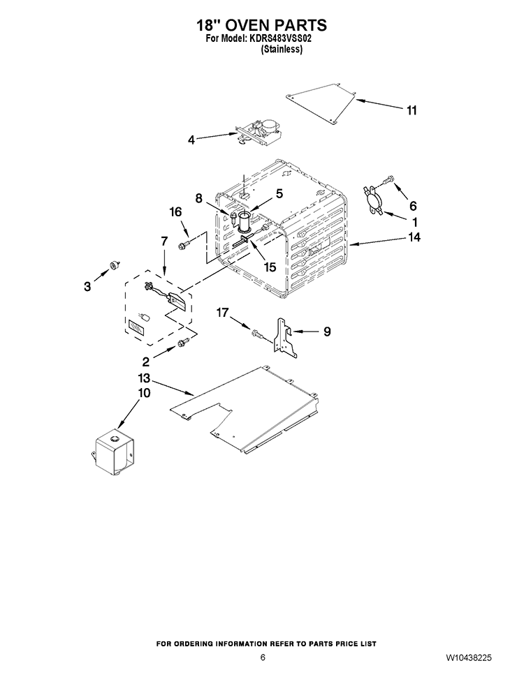 18`` OVEN PARTS Diagram and Parts List for KDRS483VSS02  KitchenAid Range