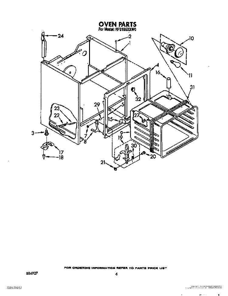 OVEN (CONTINUED) Diagram and Parts List for RF3105XXN0  Whirlpool Range