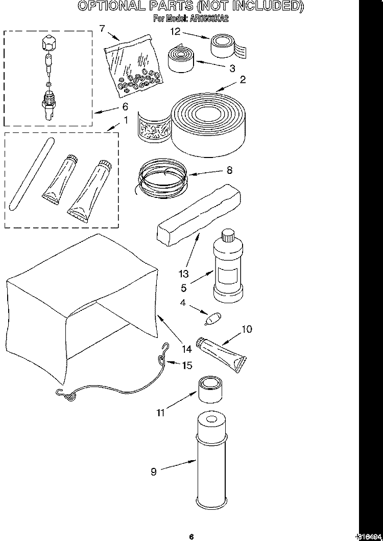OPTIONAL Diagram and Parts List for AR0500XA2  Whirlpool Air Conditioner