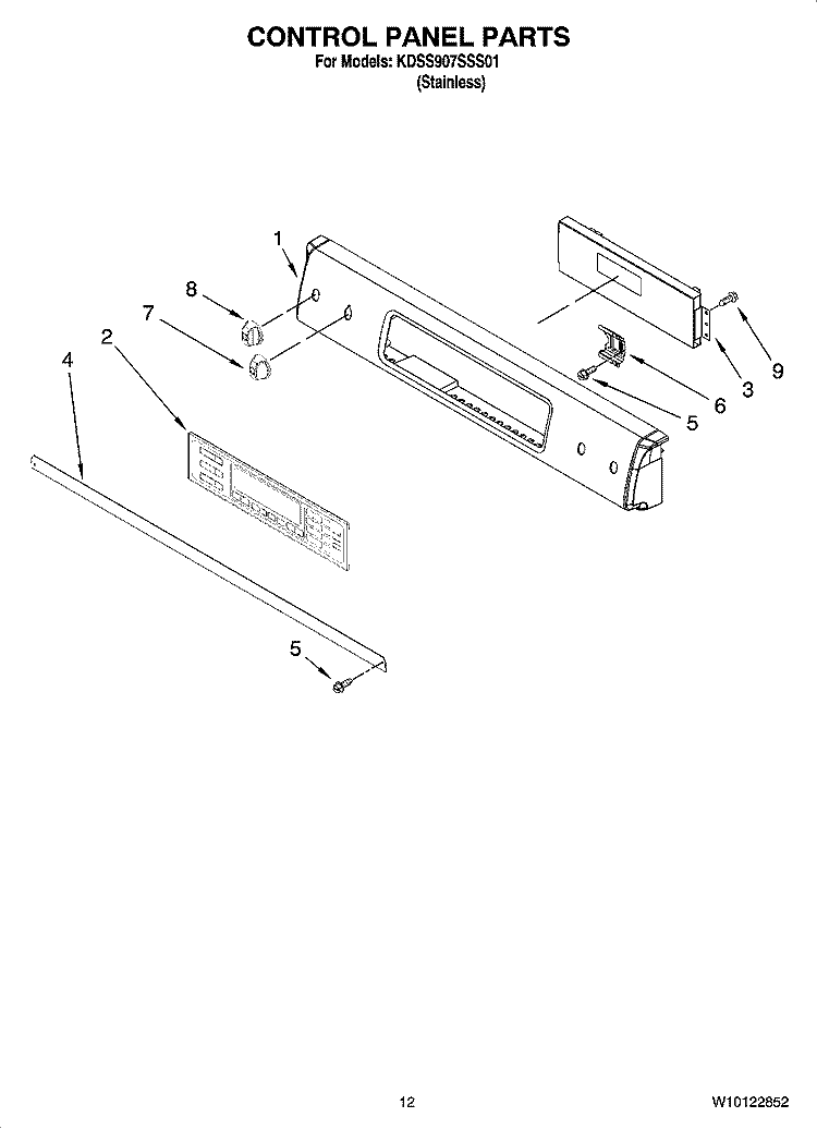 CONTROL PANEL PARTS, OPTIONAL PARTS (NOT INCLUDED) Diagram and Parts List for KDSS907SSS01  KitchenAid Range