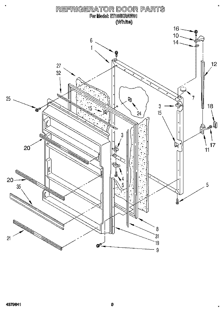 REFRIGERATOR DOOR, LIT/OPTIONAL Diagram and Parts List for ET18SKRAW02  Whirlpool Refrigerator