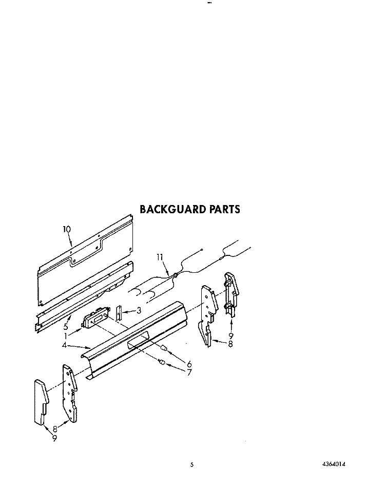 BACKGUARD Diagram and Parts List for FGP335VL3  Roper Range