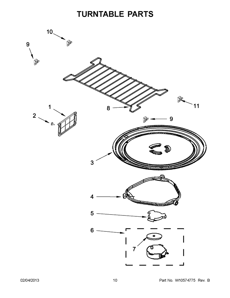 TURNTABLE PARTS Diagram and Parts List for WMH73L20AS1  Whirlpool Microwave