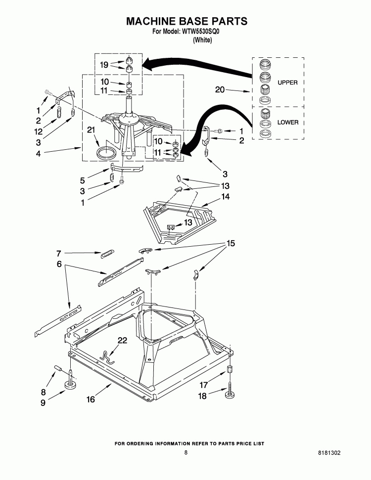 MACHINE BASE PARTS Diagram and Parts List for WTW5530SQ0  Whirlpool Washer