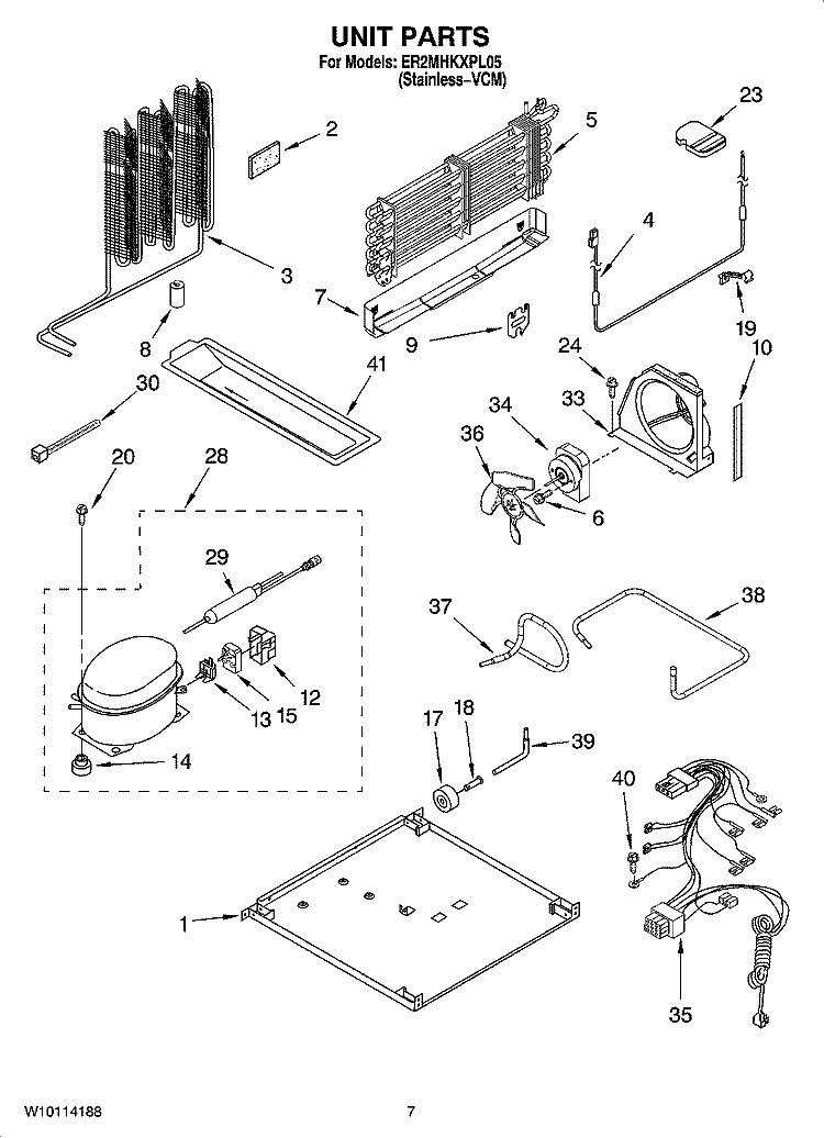 UNIT PARTS Diagram and Parts List for ER2MHKXPL05  Whirlpool Refrigerator