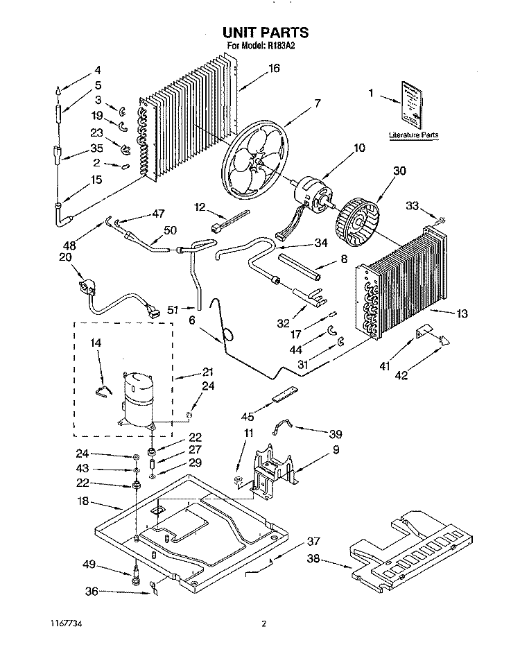 UNIT, LITERATURE Diagram and Parts List for R183A2  Whirlpool Air Conditioner