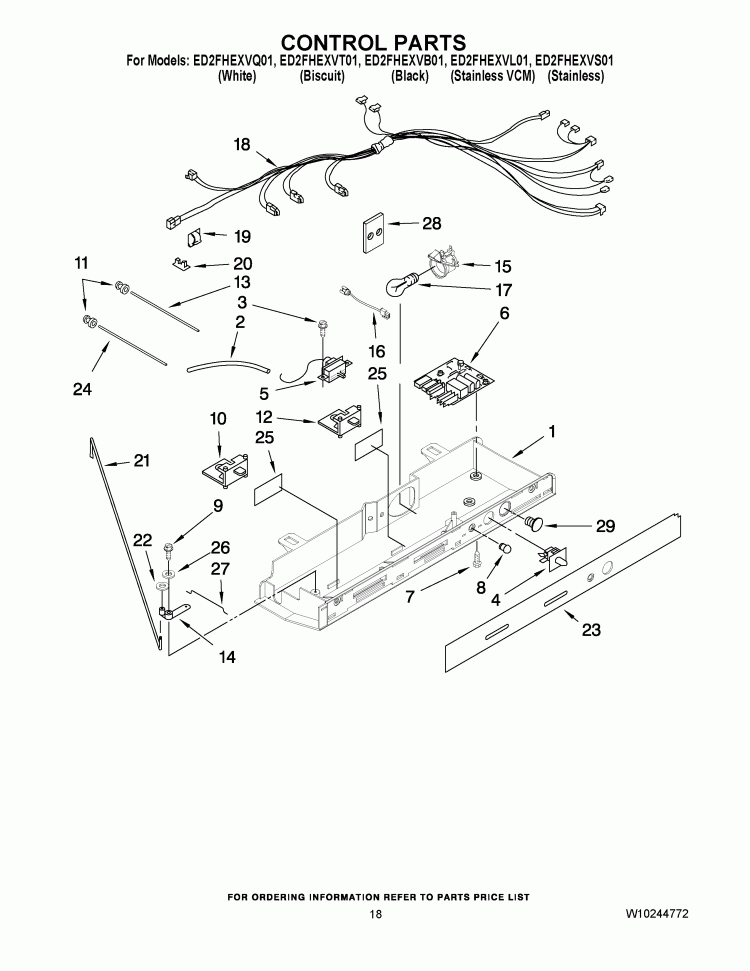 CONTROL PARTS Diagram and Parts List for ED2FHEXVB01  Whirlpool Refrigerator