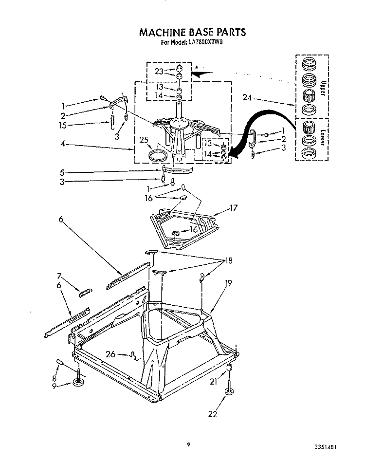 MACHINE BASE Diagram and Parts List for LA7800XTF0  Whirlpool Washer