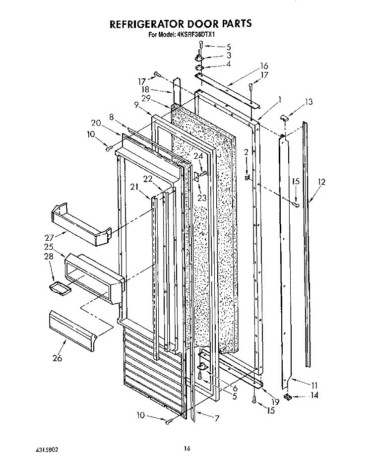 REFRIGERATOR DOOR, LIT/OPTIONAL Diagram and Parts List for 4KSRF36DTX1  KitchenAid Refrigerator