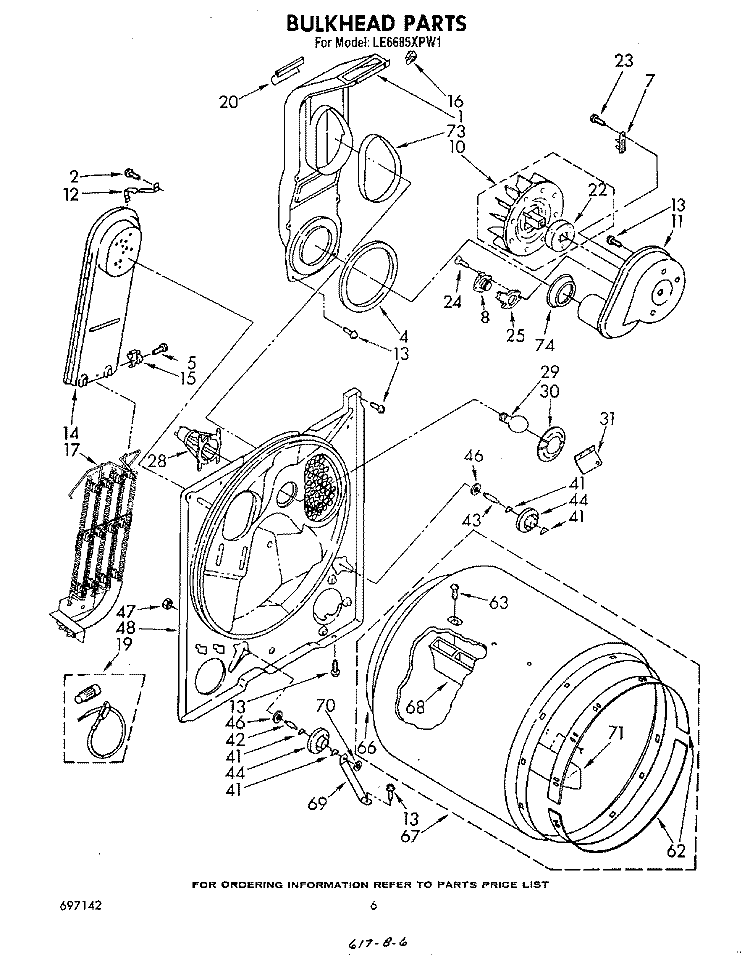 SECTION Diagram and Parts List for LE6685XPW1  Whirlpool Dryer