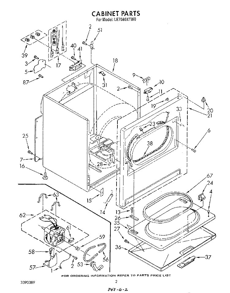 SECTION Diagram and Parts List for LE7080XTG0  Whirlpool Dryer