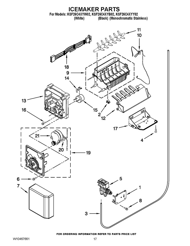 ICEMAKER PARTS Diagram and Parts List for KSF26C4XYB02  KitchenAid Refrigerator