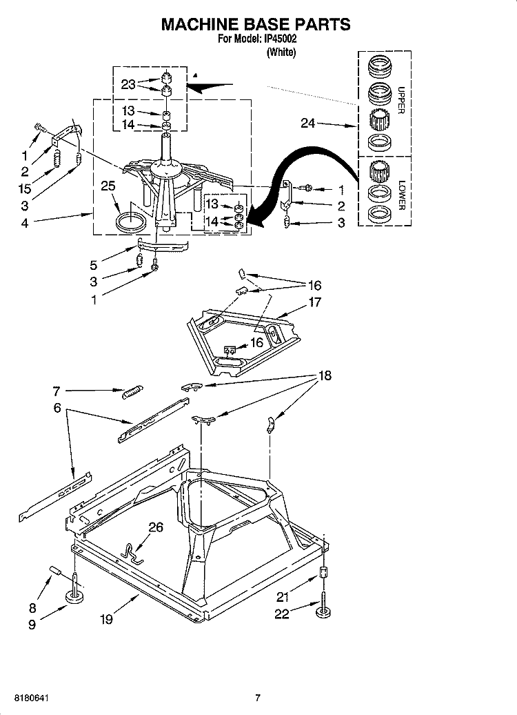MACHINE BASE PARTS Diagram and Parts List for IP45002  Inglis Washer