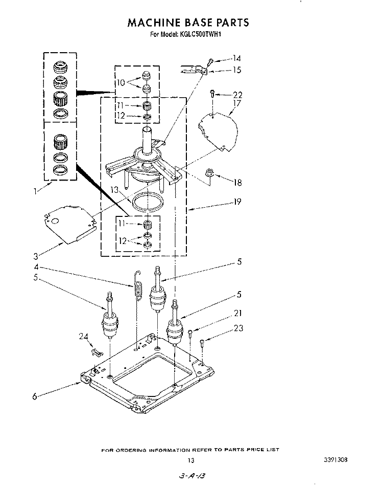 MACHINE BASE Diagram and Parts List for KGLC500TAL1  KitchenAid Washer Dryer Combo